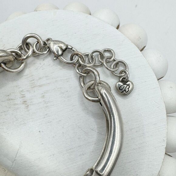 BRIGHTON Chunky Cable Heavy Silver Plated Bracelet   7'' Modernist - Picture 7 of 10
